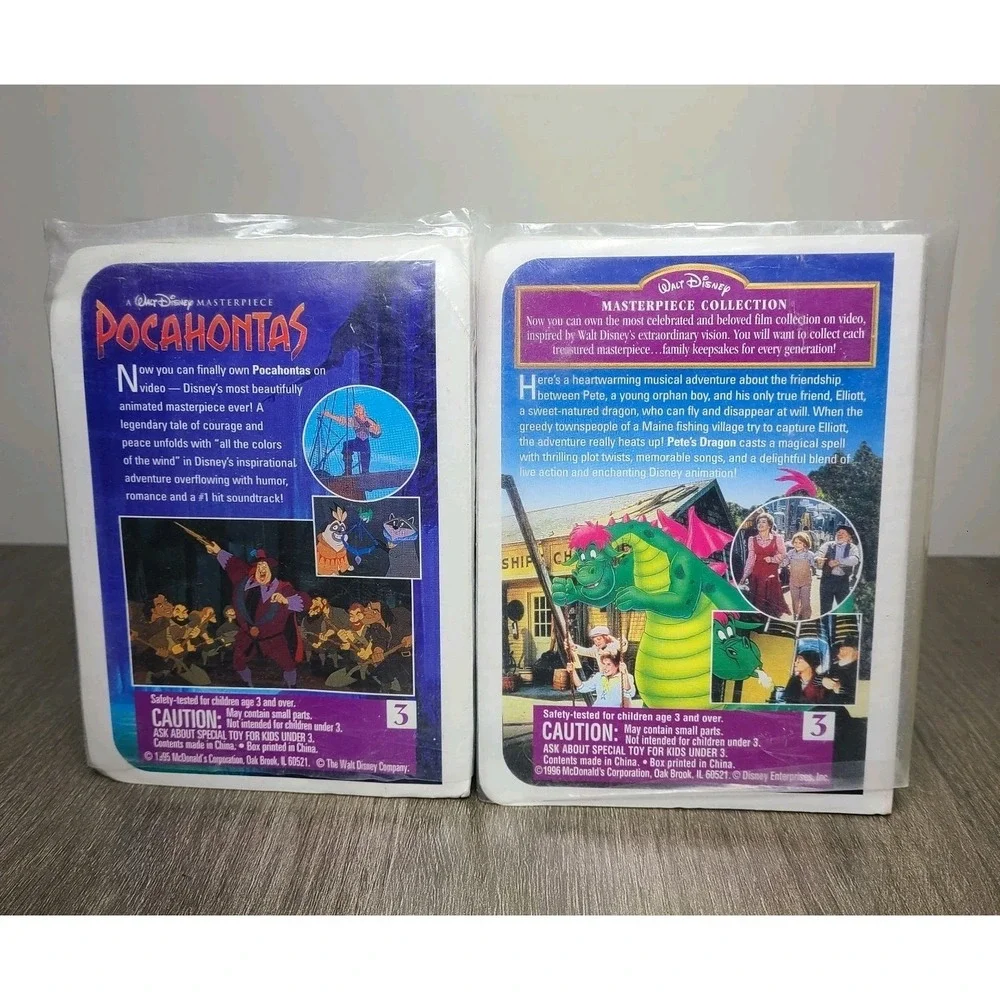Vtg McDonalds Disney Masterpiece Collection Toys Pocahontas 95' Petes Dragon 96'
